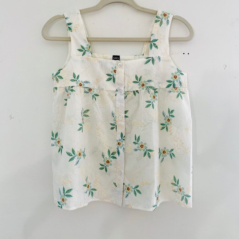 Casual Embroidered Loose Fit Womens Summer Camisole Size Small Boho Cottagecore